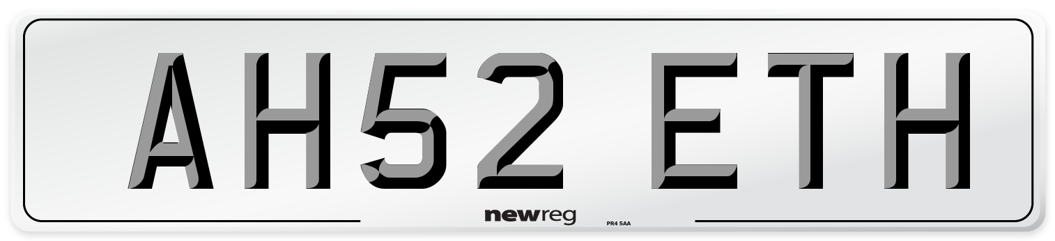 AH52 ETH Number Plate from New Reg